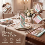 Urban Villa Cloth Napkins Cotton 20x20 (Set of 12) Ruby Green Stripes - Image 2