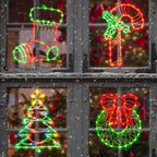 4 Pack Christmas Window Silhouette Lights, Lighted Candy Cane,Christmas Tree,Wreath and Christmas Stocking of Double Sided Decorations with 200 Count Incandescent Mini Light - Image 4