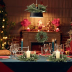 6 PCS Christmas Wreath Christmas Kitchen Cabinet Wreaths with Burlap Ribbon Mini Wreath Pine Garland Frosted Cedar Pine Cone Hanging Garlands Candle Rings for Front Door Window Chair Wall - Image 4
