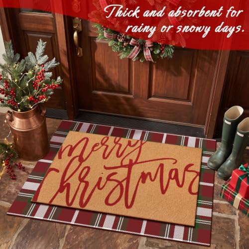 Tinideya 2 Pcs Christmas Layered Doormat Set, Holiday Front Door Mats - Image 4