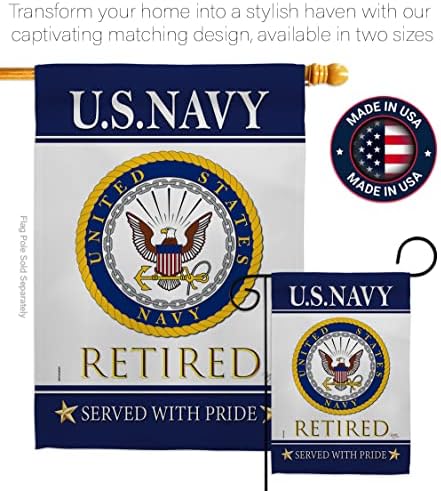 US Navy Retired Garden Flag - Set with Stand Armed Forces USN Seabee United State American Military Veteran Retire Official - House Banner Small Yard Gift Double-Sided Made in USA 13 X 18.5 - Image 4