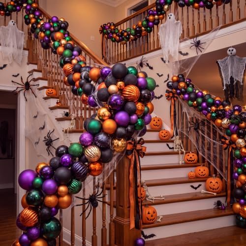 Suncalla 6ft Halloween Bead Garland Black Orange Purple Green Ball Ornament - Image 5
