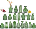 Glass Bud Vases Set of 20, Small Flower Vase in Bulk for Centerpieces, Mini Vintage Peacock Green Vases for Rustic Wedding Vintage Home Table Decor by GnFlus