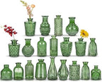 Glass Bud Vases Set of 20, Small Flower Vase in Bulk for Centerpieces, Mini Vintage Peacock Green Vases for Rustic Wedding Vintage Home Table Decor by GnFlus
