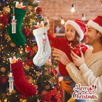 Personalized Christmas Stockings - 18 Inches Hanging Stockings with DIY Snowman Name Tags, 6 Pack Large Size Knitted Stockings for Mantels, Christmas Tree Family Holiday Decor, Red Green White - Image 2