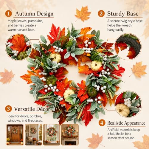 20 Inch Winter Wreaths for Front Door - Image 3