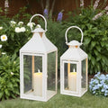 JHY DESIGN Set of 2 Cream Decorative Lanterns 17.5inch&13.5inch Metal Candle Lanterns for Indoor Outdoor Events Paritie and Weddings Vintage Style Hanging Lantern by JHYDESIGN