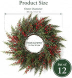 Christmas Round Placemat Set of 12 Artificial Cedar Wreath Charger - Image 2