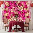 Ticuenicoa 8x8ft Pink Red Rose Flowers Photography Backdrop Valentine's Day Photo Background Baby Shower Wedding Birthday Decoration Bridal Shower Wedding Blossoms Roses Wall Art - Image 3