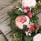 Floroom Floral Wreath, 20" Artificial Pink Peony Wreath for Front Door Decorations Wall Decor - Image 4