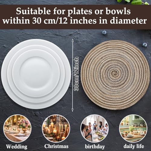Buryeah 24 Pieces 13 Inch Round Woven Placemats Boho Mats,Dark Coffee - Image 3