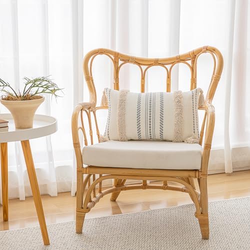 BUIOVBEY Boho Throw Pillow Covers Woven Tufted Pillow Cases with Tassels - Image 4