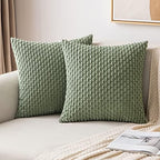 MIULEE Decorative Throw Pillow Covers 26x26 Sage Green Textured Corduroy - Image 7