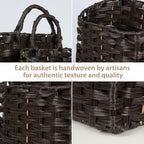 Set of 2 Wicker Wall Baskets for Hanging Storage, Handwoven Boho Wall Organizer, Decorative Wall Mounted Basket Set for Entryway, Mail, Keys, Plants, Flowers & Home Decor, Plastic Rattan Strap - Image 4