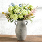 Ceramic Rustic Vase with Handle, 11.3 Inch Tall Farmhouse Vase - Image 3
