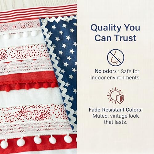Lighted Rag American Flag Banner 4 x 2.3 Ft, Rag American Flag Banner for Home Party Supplies, Patriotic Wall Hanging for Memorial Day, Independence Day Party, Farmhouse Home Decor (Style2) - Image 7