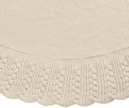Ivory Knitted Christmas Tree Skirt, Cozy Cable Knit Design with Scalloped Edge and Ties, Rustic Farmhouse Holiday Décor for Christmas Tree Base(Ivory, 48") - Image 5