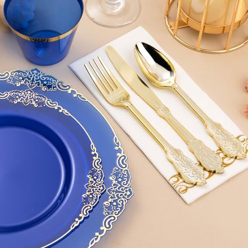 Bestluck 525PCS Clear Blue Disposable Plates for 75 Guests - Image 4