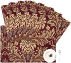 Loom and Mill Luxury Jacquard Placemats Set of 6, Burgundy Red, 12x18 in by LoomandMill