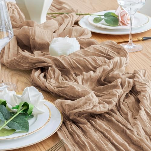 Cheesecloth Table Runner 10FT 12Pcs Nude Boho Gauze Rustic Sheer Runners - Image 6