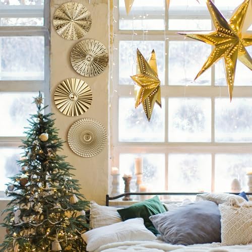 Hicarer 4 Pcs 12 Inch Gold Metal Wall Art Decor Modern Sunburst Decor - Image 4