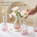 Glass Bud Vase Set of 20 - Small Vases for Flowers in Bulk - Assorted Vintage Crystal Vases for Flowers, Table Centerpieces (Pink, 20 Pcs) - Image 2