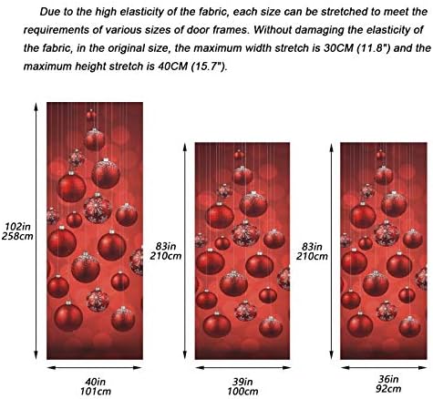 Qilmy Door Cover Decoration, Party Accessory Porch Decor for Festive Ornament Indoor Outdoor Covering 32 x 79 Inch, Red Christmas Balls - Image 3
