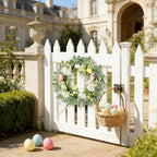 18 Inch Easter Wreath for Front Door Spring Door Wreaths with Easter Eggs Eggplant Handcrafted Wreath Garlands for Indoor Outdoor Decorations - Image 6