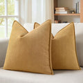 MIULEE Pack of 2 Mustard Yellow Euro Shams Chenille Pillow Covers 26x26 by MIULEE