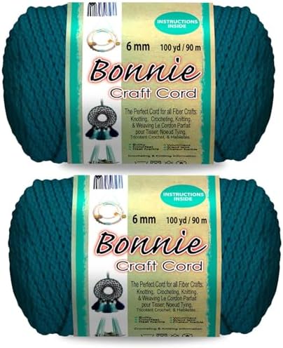 Pepperell Bonnie Braid Macrame Cord | 6mm x 100yd | Sapphire (Value 2-Pack) | Twisted Polypropylene Cord for DIY Crafts, Plant Hangers, Wall Hangings, Crochet & Macrame | Long-Lasting, Vibrant Color by PepperellCrafts