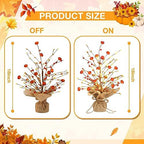 Ganeen 2 Pcs LED Fall Tree 18 Inch Tabletop Pumpkin Berry Decor - Image 3