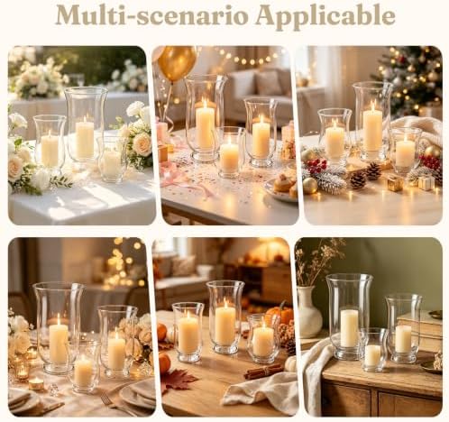 6 Pcs Hurricane Glass Candle Holders, 3 Sizes Pillar Candle Vases - Image 7