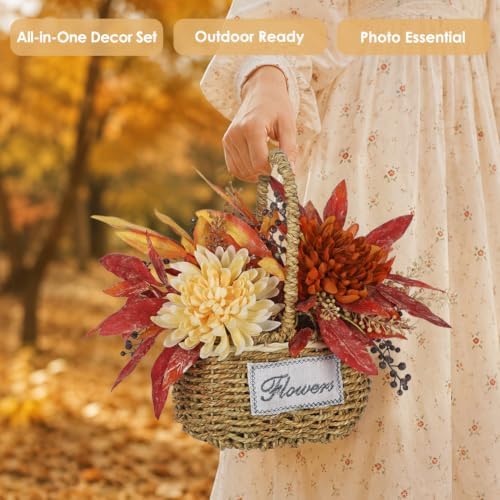 Oairse Fall Centerpieces for Tables Small Fall Floral Arrangement in Vase - Image 5