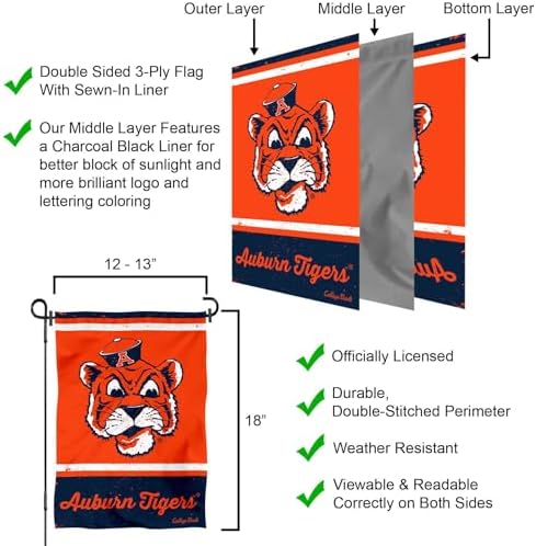 Auburn Vintage Retro Throwback Garden Flag with Stand Holder - Image 5