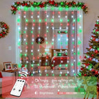JMEXSUSS 300LED Red White and Green Christmas Curtain Lights with Remote - Image 3