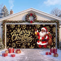 7 x 16 ft Black Santa Christmas Garage Door Cover Santa Claus Hanging Decor by Unknown