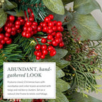 Balsam Hill Winter Meadow Christmas Wreath - 28" Bounty of Winter Greenery Front Door Wreath with Hand-Gathered Foliage & Battery-Operated LED Clear Lights - Image 4