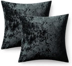 MIULEE Velvet Euro Sham Throw Pillow Covers Black 24x24 inch Set of 2 - Image 6