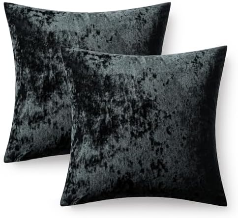MIULEE Velvet Euro Sham Throw Pillow Covers Black 24x24 inch Set of 2 - Image 6