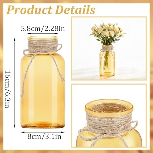 12 Pack Mason Jar Vases for Centerpieces, Gold Glass Flower Vase - Image 2