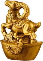 Brass Goat Statues Chinese Feng Shui Zodiac Statue Small Lucky Figurine Animal Sculpture Ornament for Home Office Decor (Goat) by Unknown