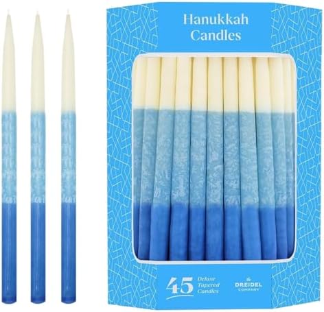 Dripless Deluxe Tapered Pastel, Blue and White Decorations, Hanukkah Menorah Candles for All 8 Nights of Chanukah (24-Pack) - Image 6