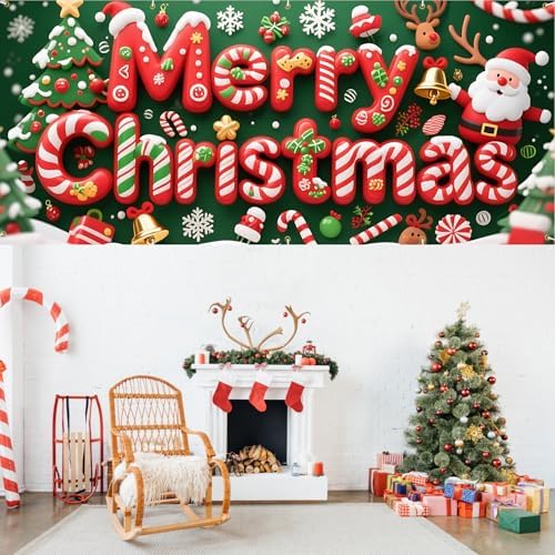 Traditional Christmas Garage Door Banner 16x7 Ft - Merry Christmas with Classic Decor for Double Car Garage Outdoor Indoor Holiday Decor - Image 7