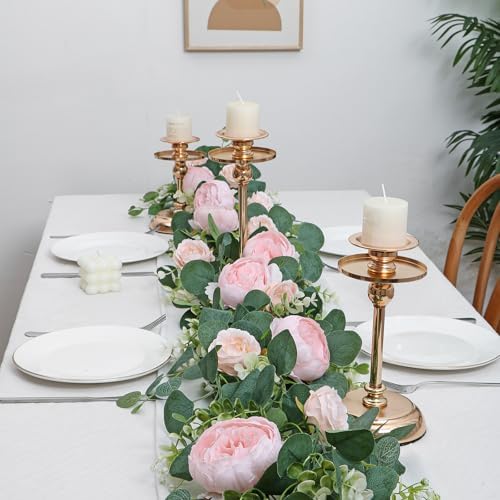 Artificial Eucalyptus Flower Garlands, Light Pink, 4PCS - Image 2
