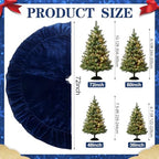 Velvet Christmas Tree Skirt, 72 Inches, Bow Style, Navy Blue - Image 3