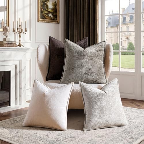 a moment Throw Pillow Covers 26X26 Inch 4 Packs,Soft Velvet Decorative Pillow Cases with 3D Ice Flower,Texture Modern Accent Cushion Covers for Sofa Couch Home Decor Urban Stone - Image 5
