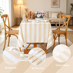2Pack 57x120 Inch Beige and White Striped Tablecloth Waterproof Table Cloth - Image 4