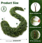 7FT Artificial Cedar Garland,Christmas Garland,Christmas Decorations,High-Density Cedar Garland,2 PCS - Image 2