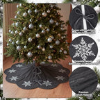 Hollowfly Gray Velvet Christmas Tree Skirt with Sequin Snowflake 48'' - Image 3