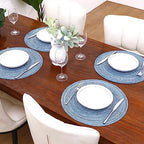 SHACOS Round Braided Placemats Set of 8 Circle Place Mats Cotton Polyester Kitchen Table Mats for Dining Table Wedding Party Decor (Blue Gray, 8) - Image 3